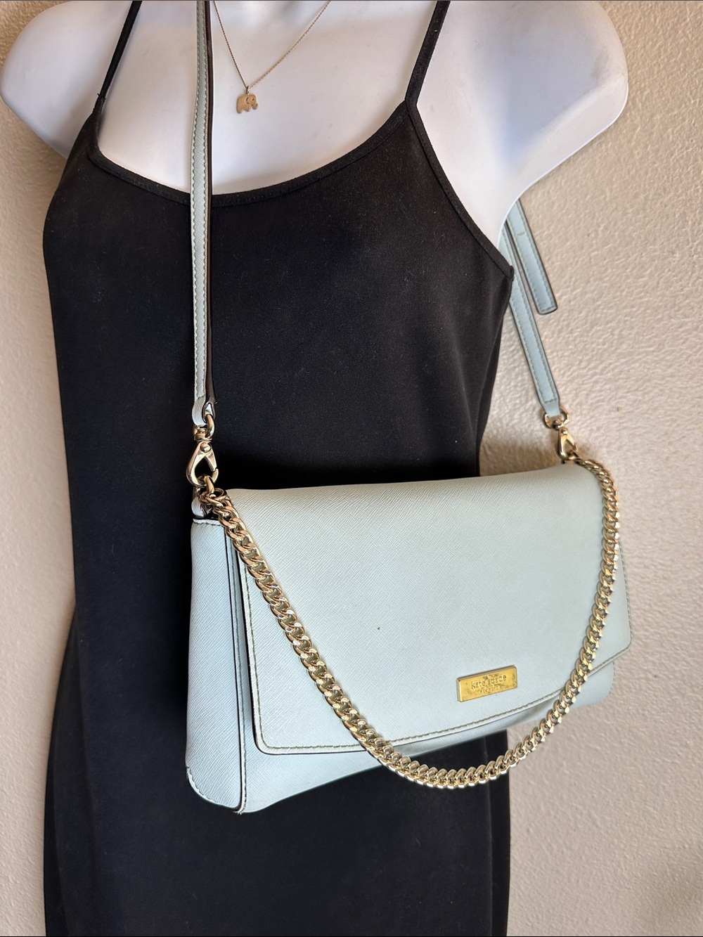 kate spade pale blue Saffiano Leather Chain Strap & Crossbody - Picture 12 of 12